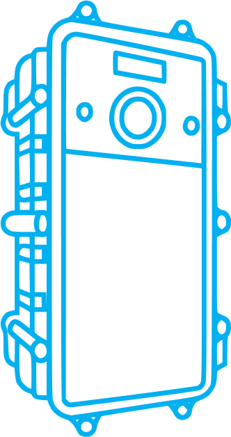 Lineart illustration of Cat M1 battery unit enclosure showing rugged design and outline for IoT or industrial device housing