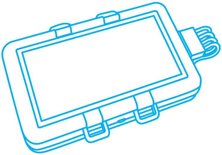 Lineart illustration of genTRACK GPS tracking device for fleet management, asset monitoring and real-time vehicle tracking