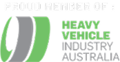 Proud member logo of Heavy Vehicle Industry Australia featuring green and grey emblem with bold text.0